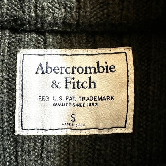 Abercrombie & Fitch Womens Cable Knit Mockneck Sweater Green S Fisherman Classic - Picture 7 of 10